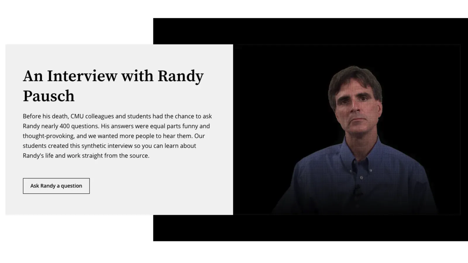 Screenshot of Interview with Randy block on ETC website