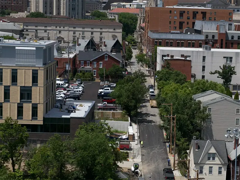 View from the roof of Tepper, looking at the neighborhood adjoining campus.